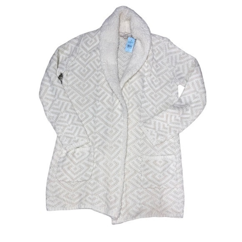 LOFT cream open cardigan knit sweater nwt